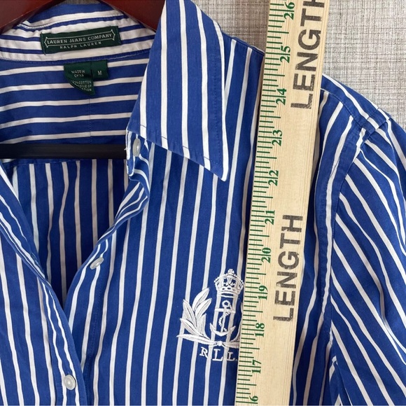 Ralph Lauren Shirt Long Sleeve Button Down Womens M striped blue - Picture 4 of 10
